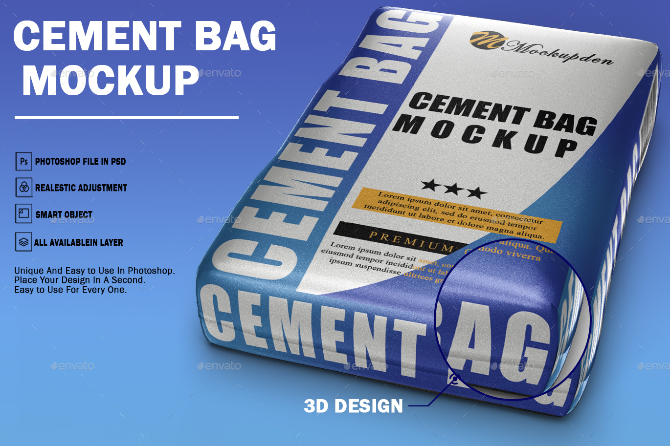 Cement Bag Mockup Concrete Cement Sack Mockup Set, Graphics